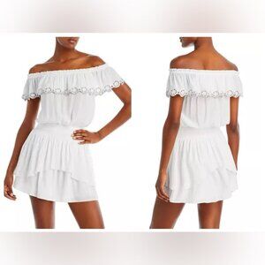 Ramy Brook Cynthia Off The Shoulder white Mini Dress-Small NWT